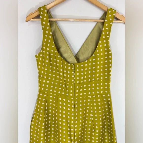 J. Crew 100% Silk Polka Dot V-Neck Sheath Dress Chartreuse Sz 4 - Picture 5 of 8